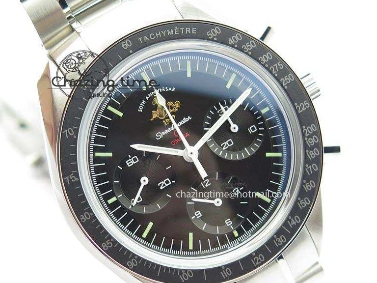 0516 Refined Speedmaster 50th Anniversary Black Dial On SS Bracelet 8232